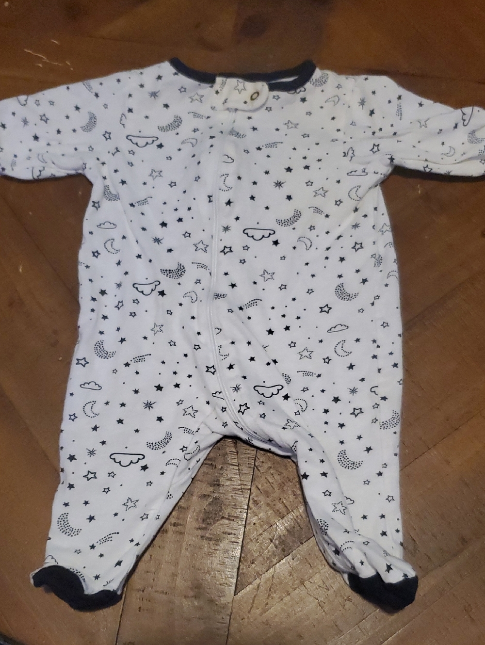 🐻 Gerber White Footed One-Piece with Black Star & Moon Motif